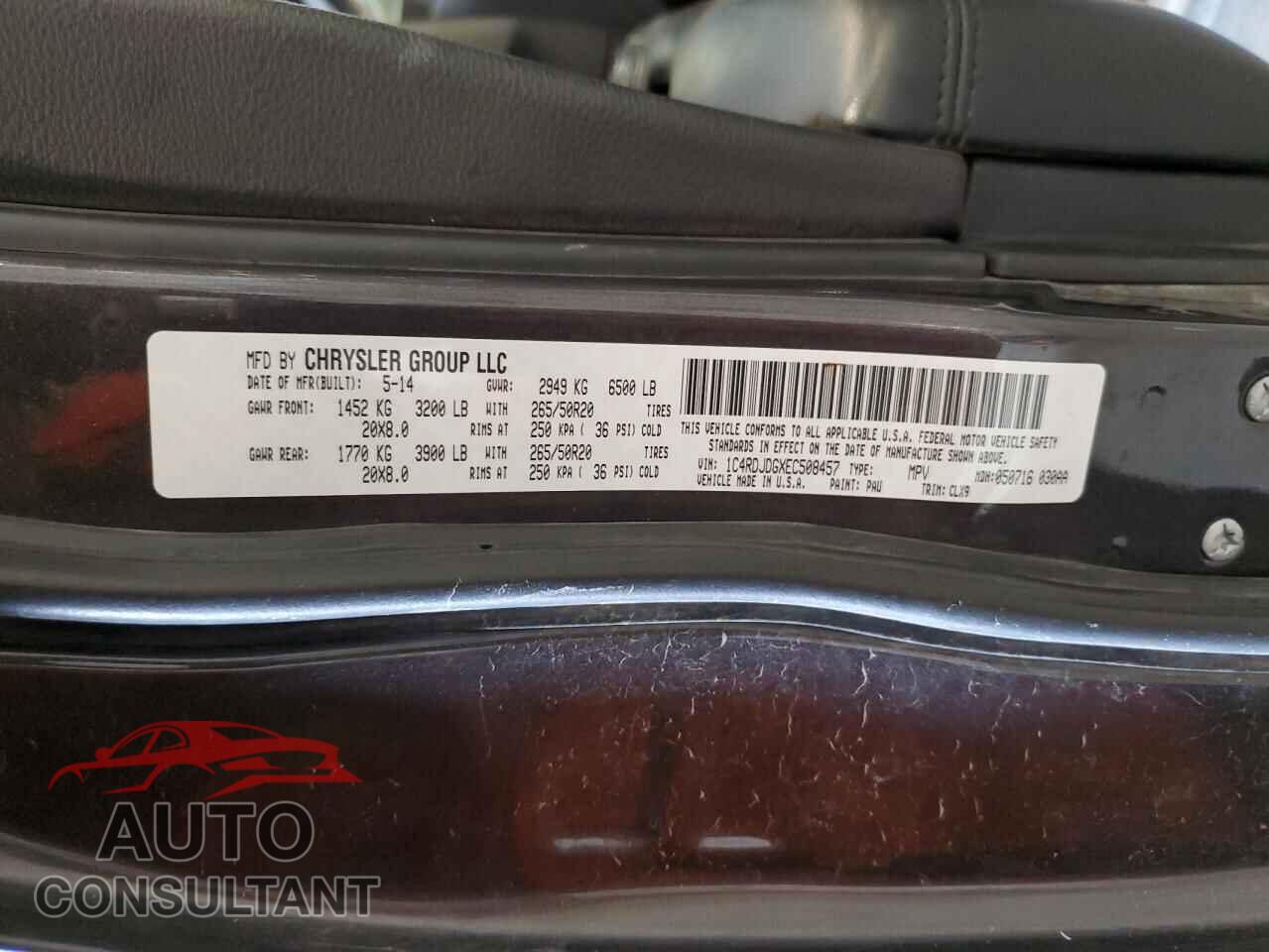 DODGE DURANGO 2014 - 1C4RDJDGXEC508457