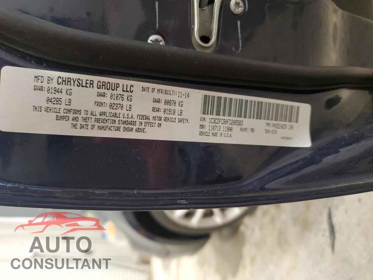 DODGE DART 2015 - 1C3CDFCB0FD205583