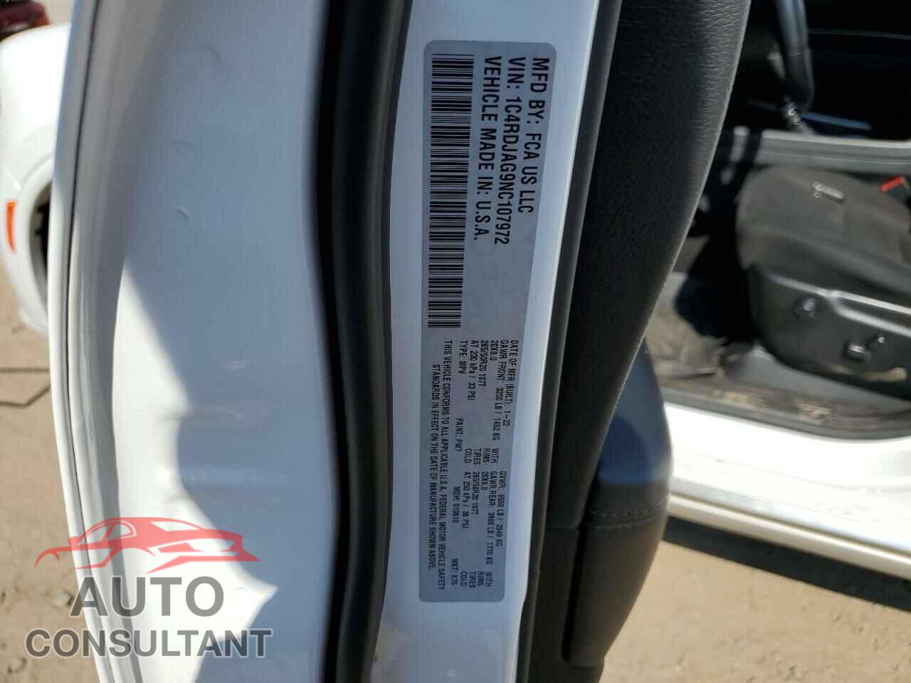 DODGE DURANGO 2022 - 1C4RDJAG9NC107972