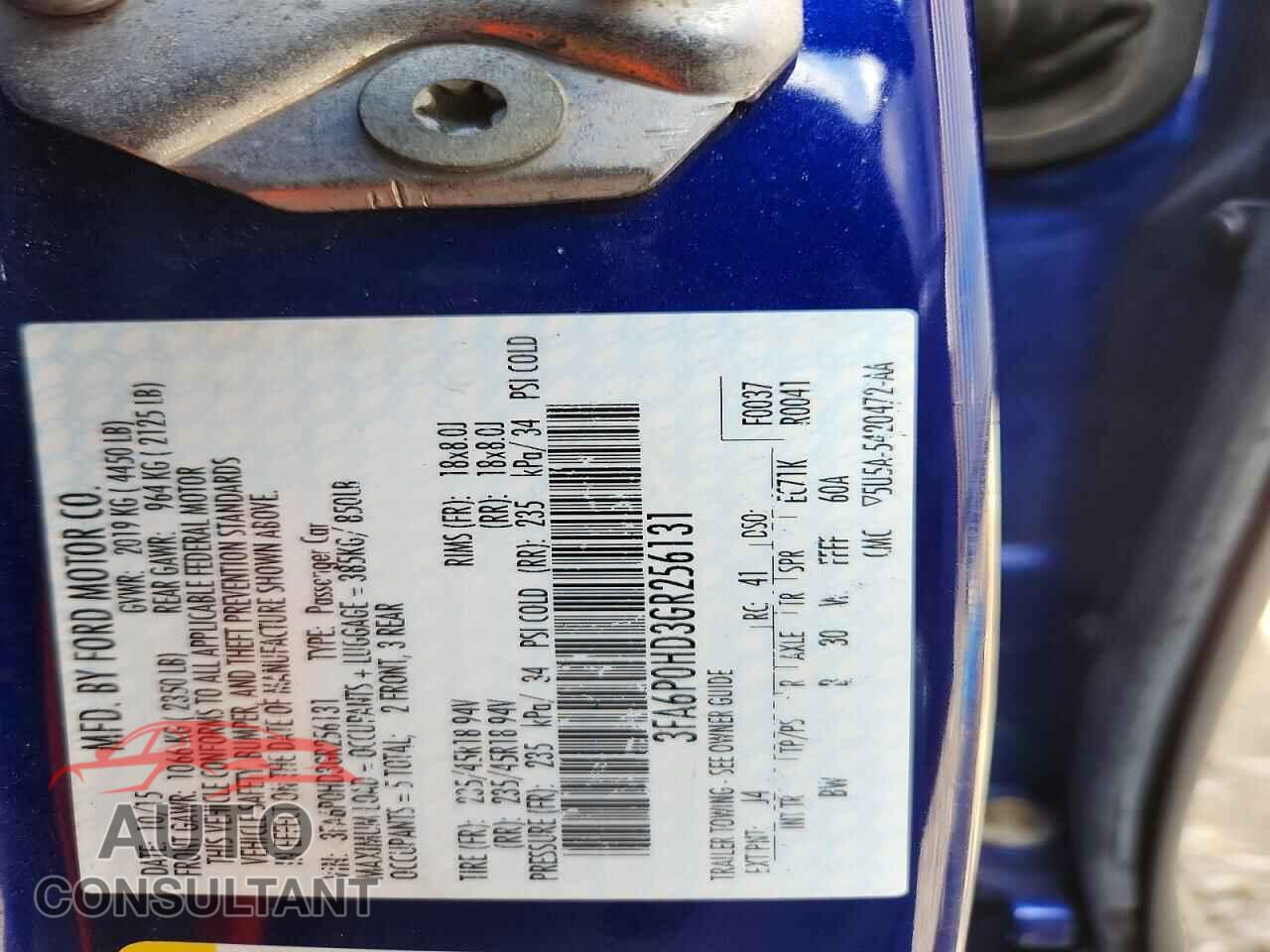 FORD FUSION 2016 - 3FA6P0HD3GR256131