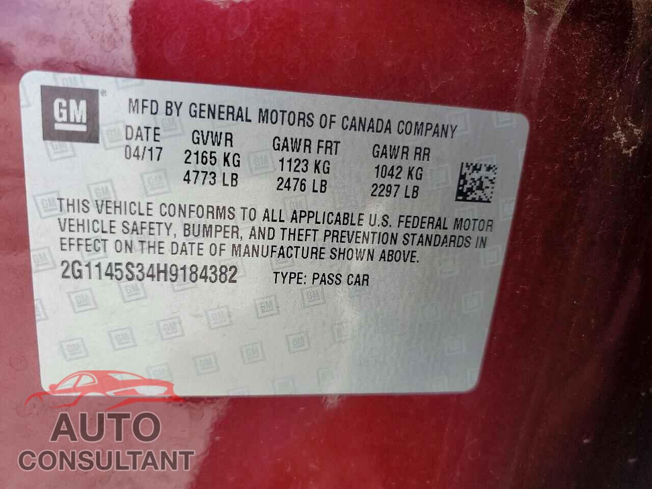 CHEVROLET IMPALA 2017 - 2G1145S34H9184382
