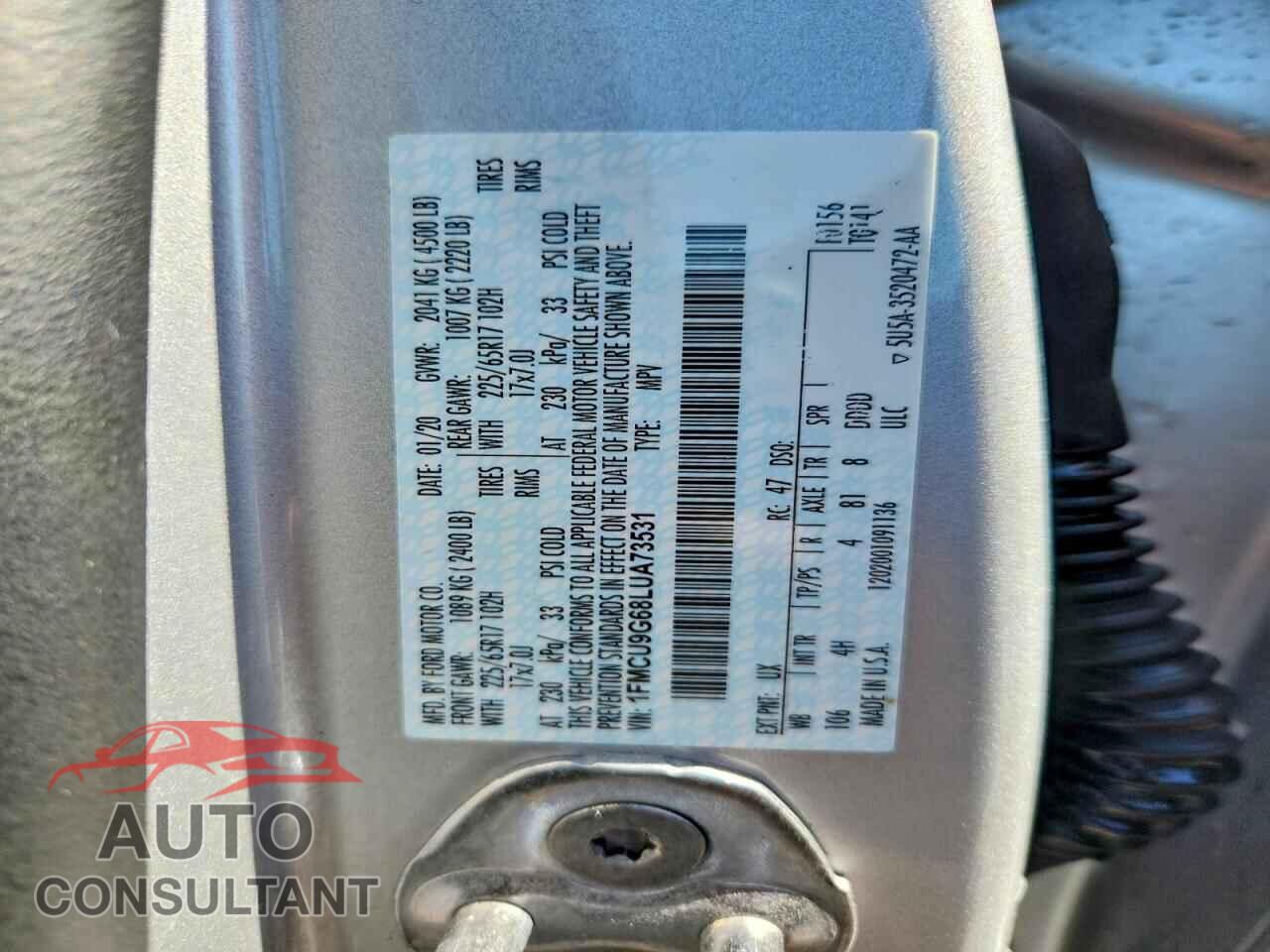 FORD ESCAPE 2020 - 1FMCU9G68LUA73531