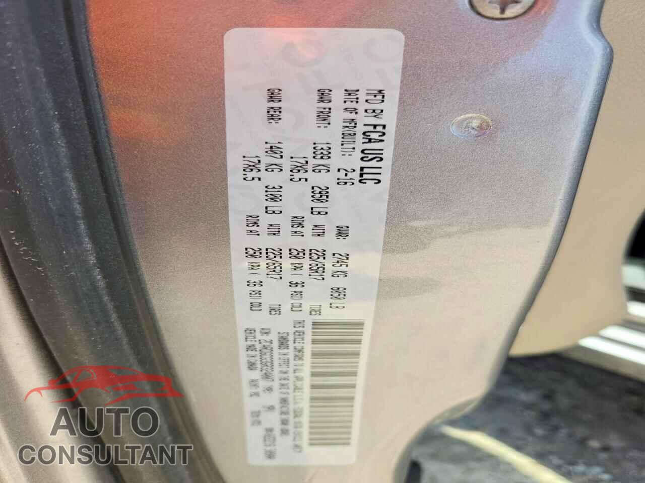 DODGE CARAVAN 2016 - 2C4RDGCG3GR324007