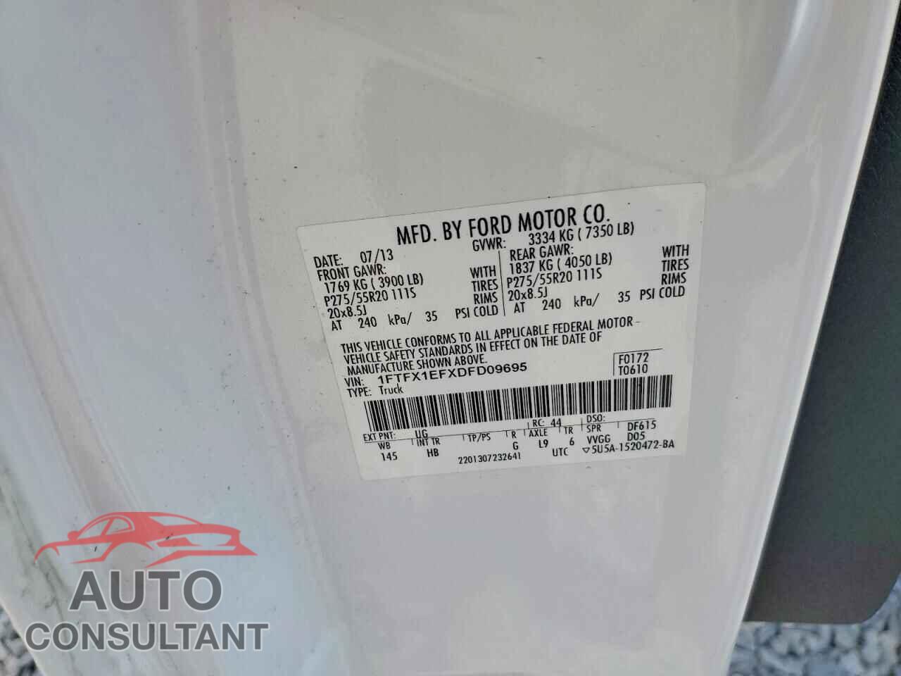 FORD F150 2013 - 1FTFX1EFXDFD09695