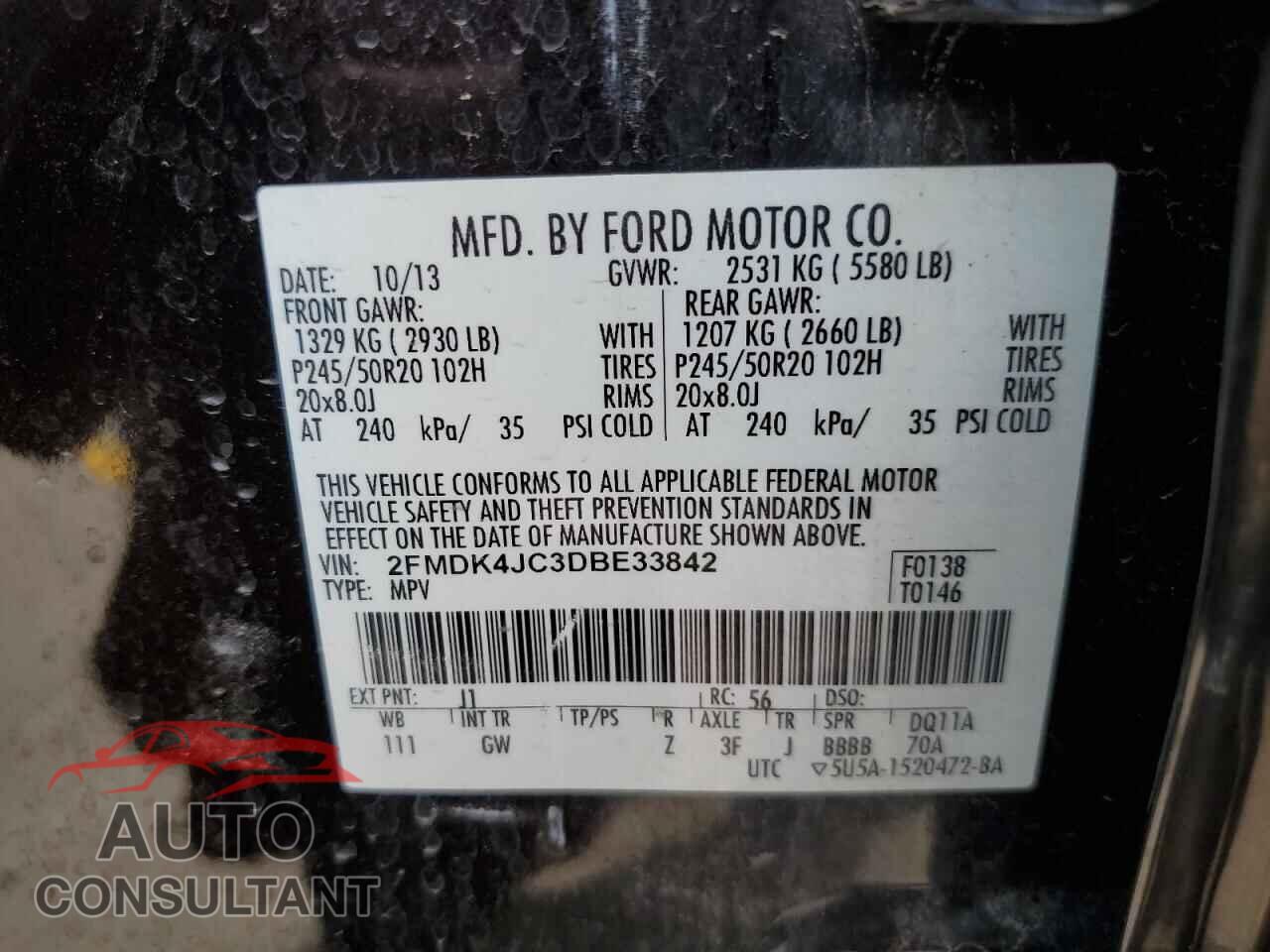 FORD EDGE 2013 - 2FMDK4JC3DBE33842
