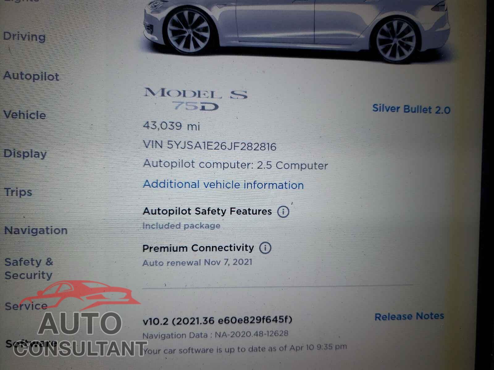 TESLA MODEL S 2018 - 5YJSA1E26JF282816