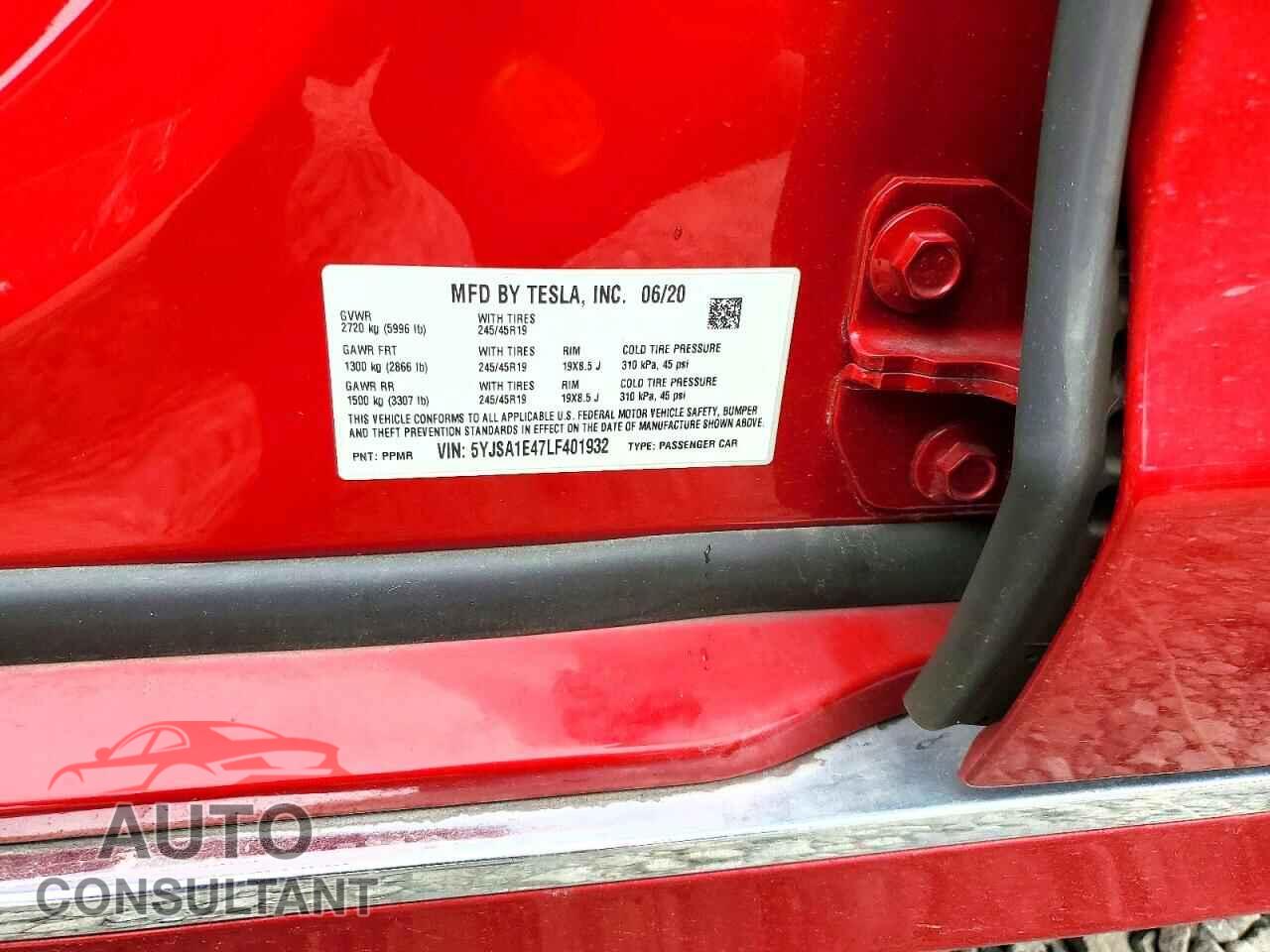 TESLA MODEL S 2020 - 5YJSA1E47LF401932