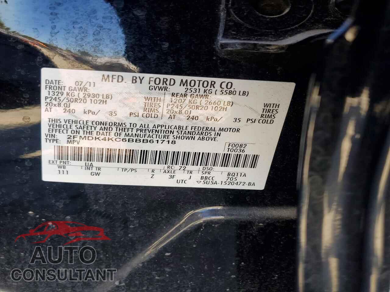 FORD EDGE 2011 - 2FMDK4KC6BBB61718