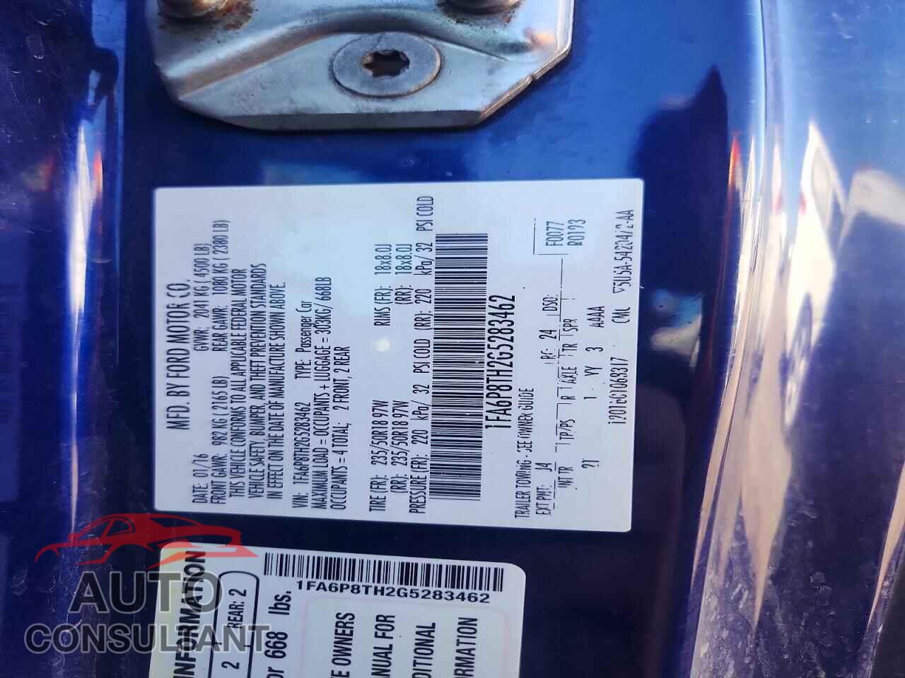 FORD MUSTANG 2016 - 1FA6P8TH2G5283462