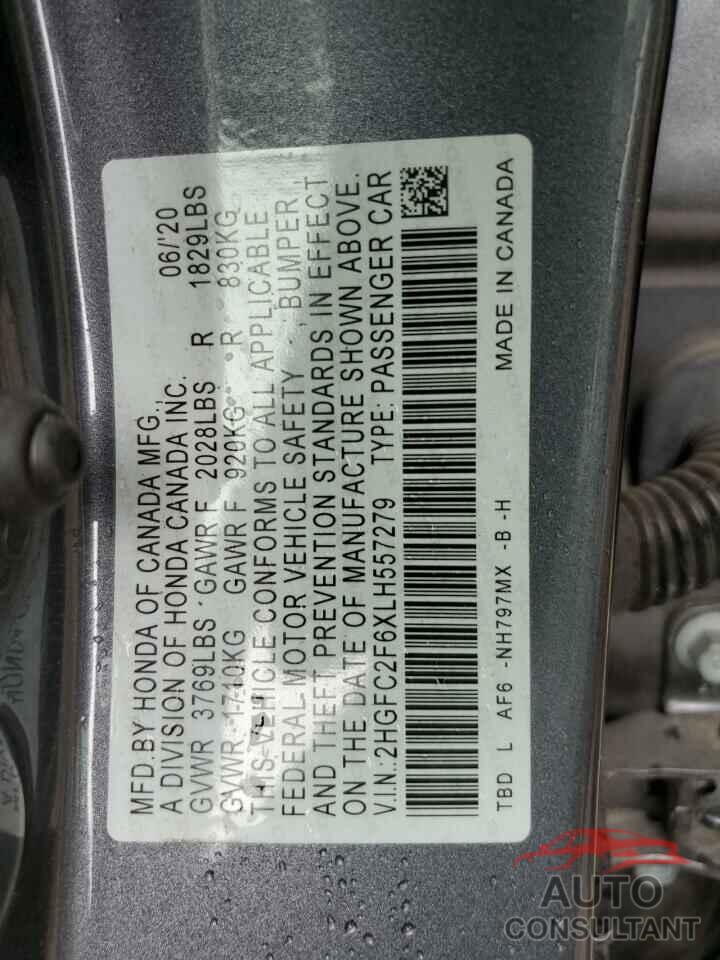 HONDA CIVIC 2020 - 2HGFC2F6XLH557279