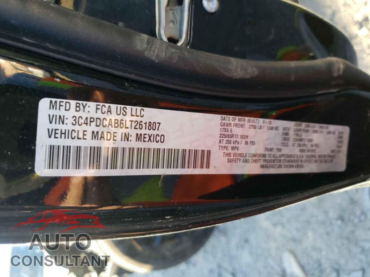 DODGE JOURNEY 2020 - 3C4PDCAB6LT261807