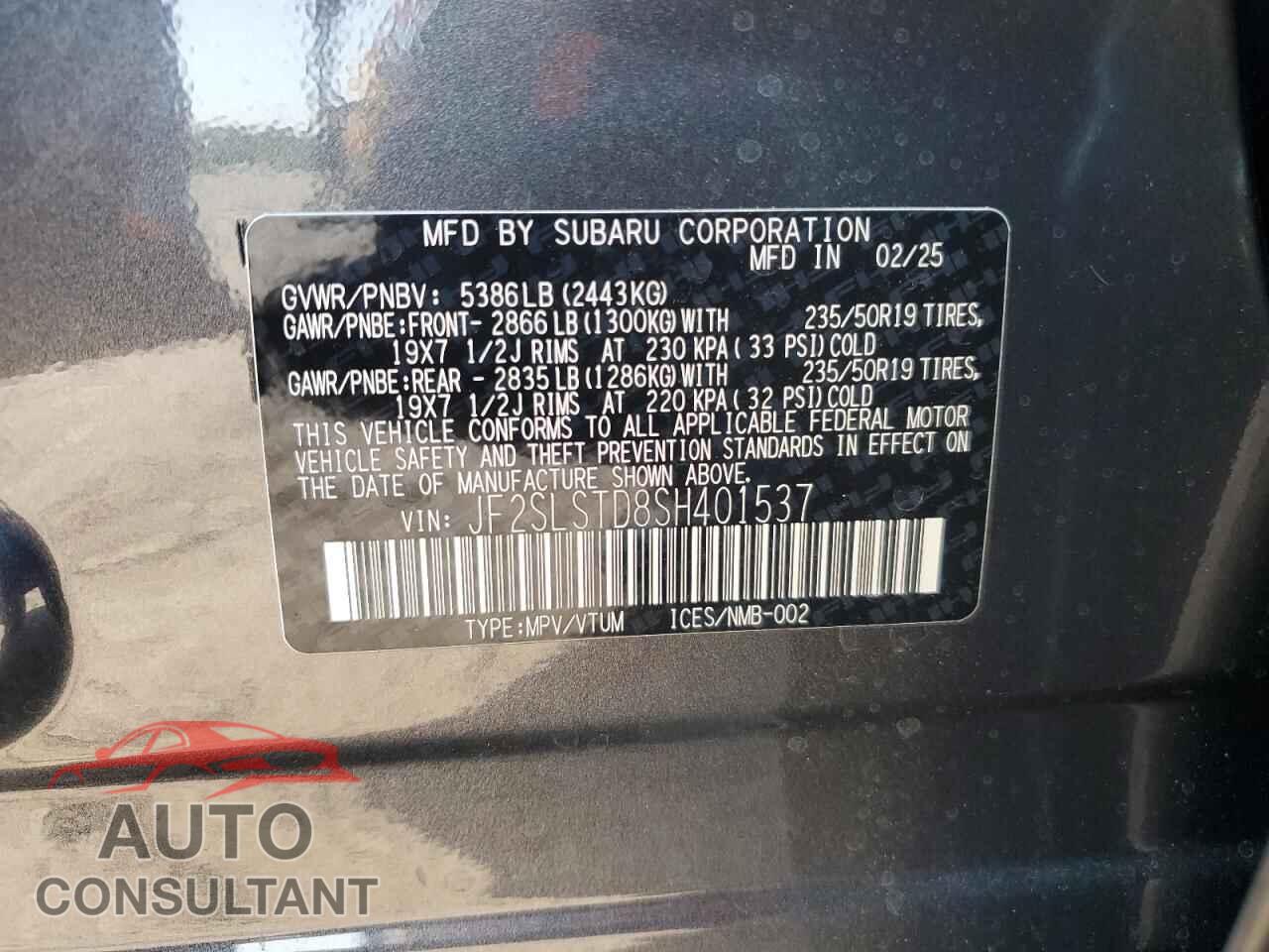 SUBARU FORESTER 2025 - JF2SLSTD8SH401537