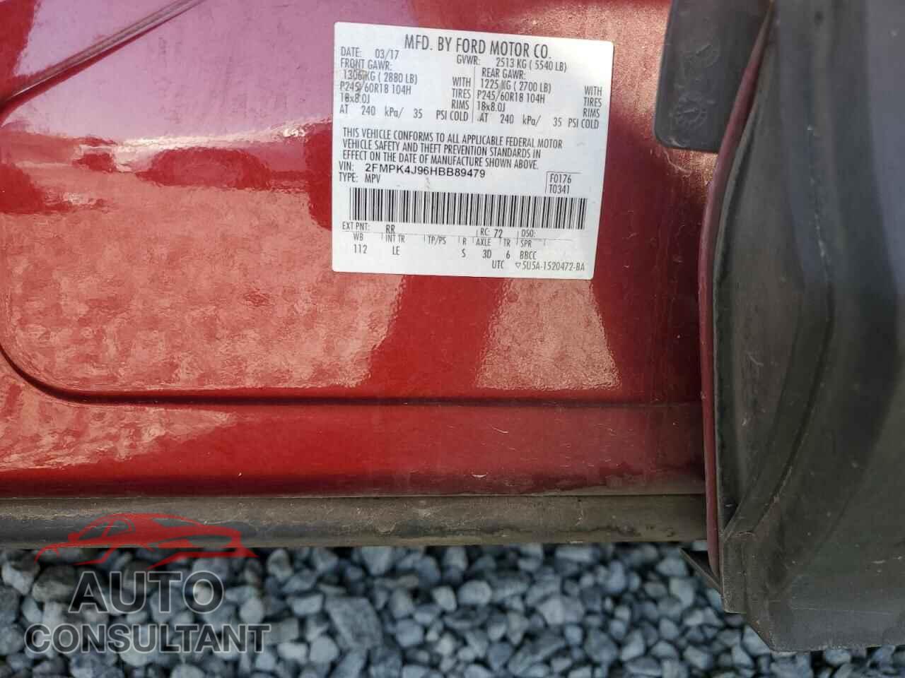 FORD EDGE 2017 - 2FMPK4J96HBB89479