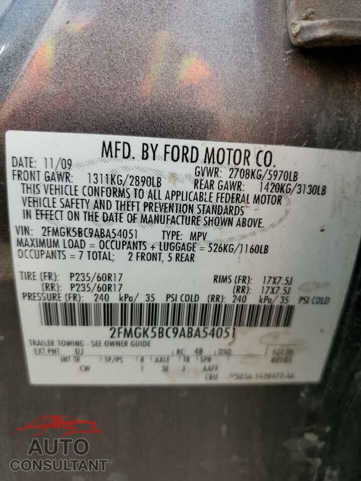 FORD FLEX 2010 - 2FMGK5BC9ABA54051