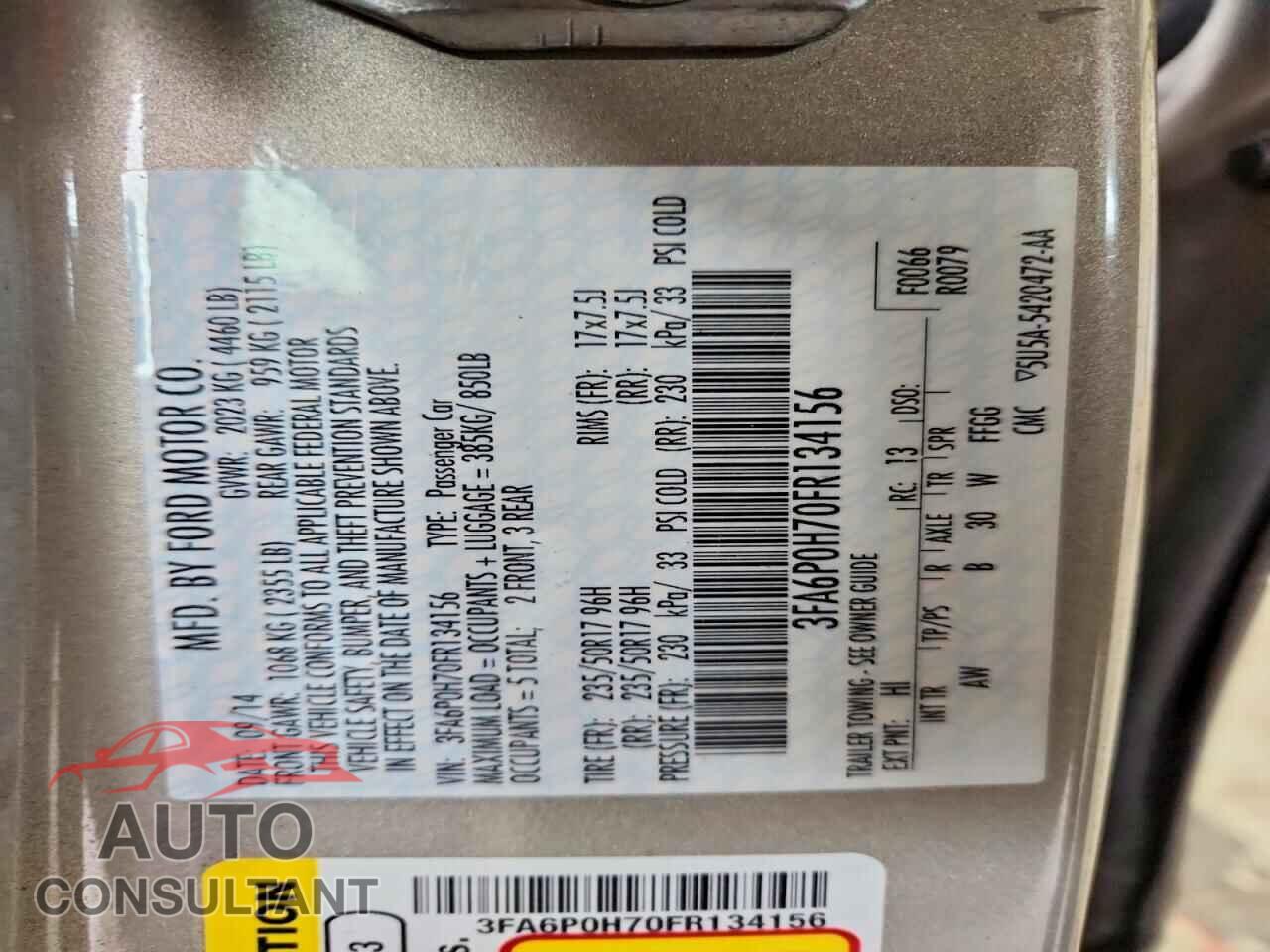 FORD FUSION 2015 - 3FA6P0H70FR134156