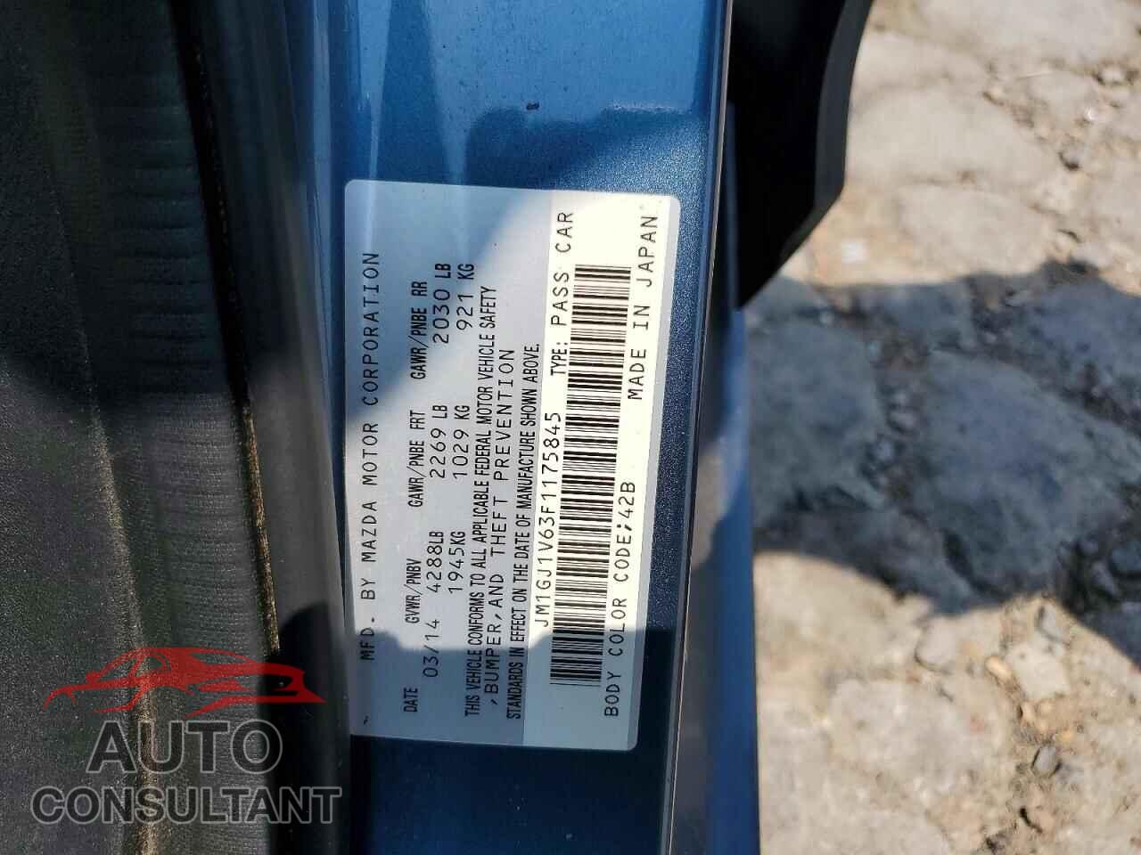 MAZDA 6 2015 - JM1GJ1V63F1175845