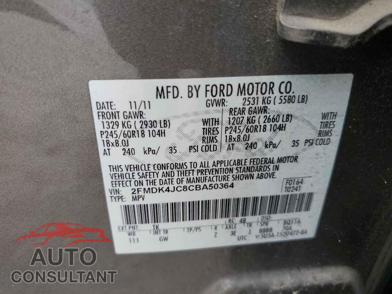 FORD EDGE 2012 - 2FMDK4JC8CBA50364