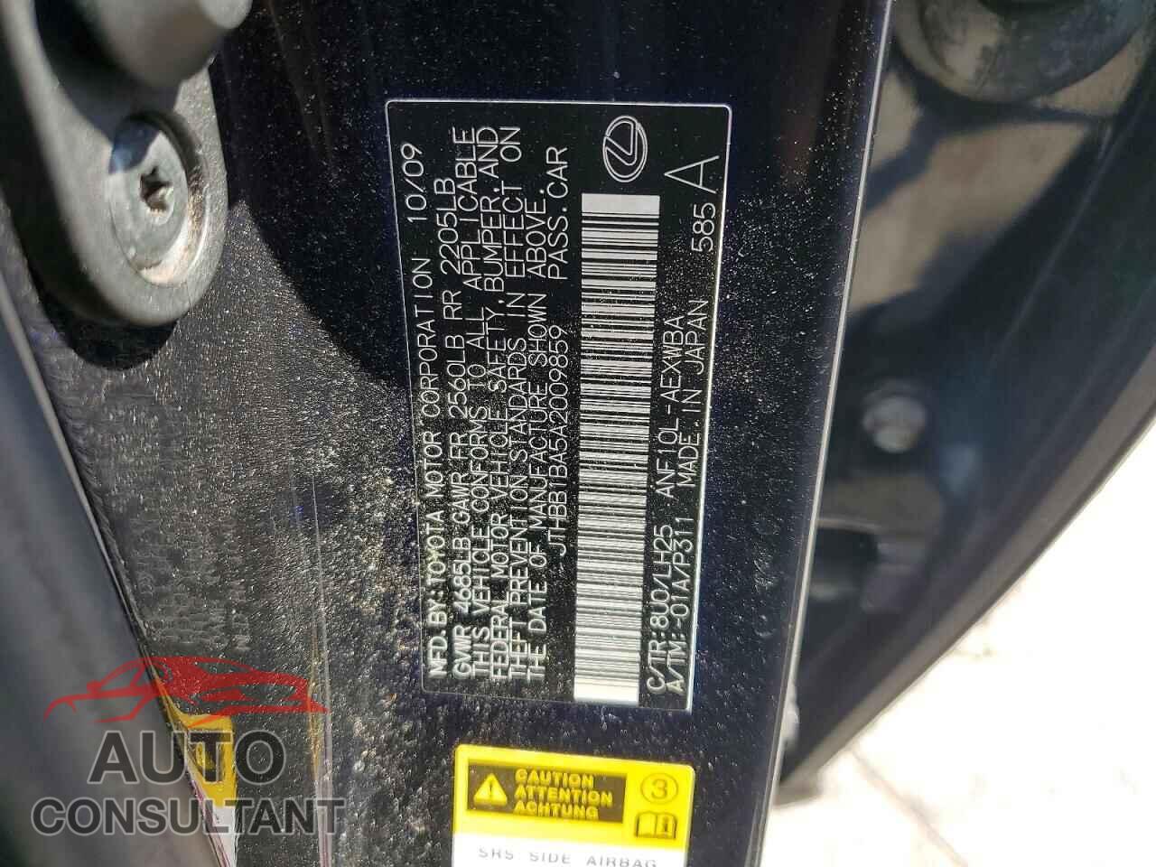 LEXUS HS 2010 - JTHBB1BA5A2009859