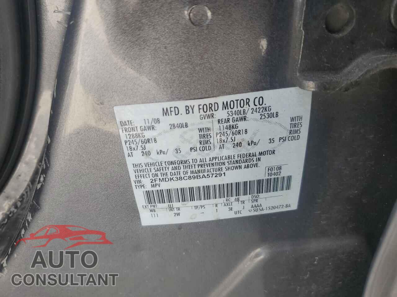 FORD EDGE 2009 - 2FMDK38C89BA57291