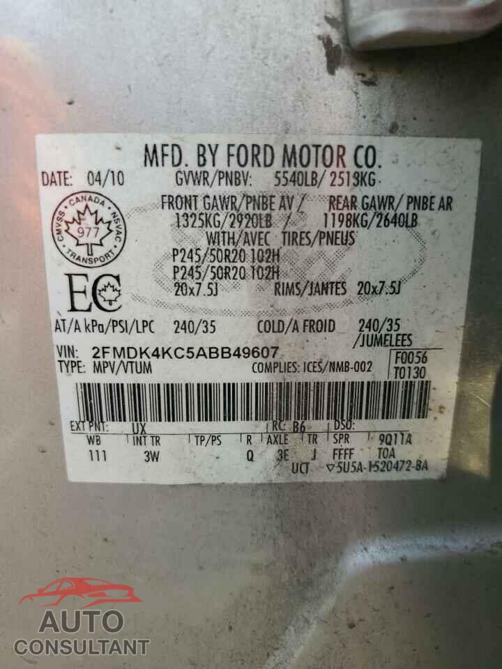FORD EDGE 2010 - 2FMDK4KC5ABB49607