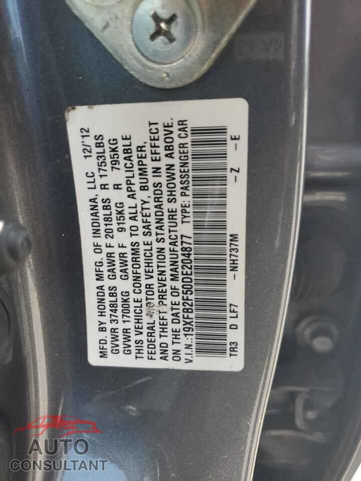 HONDA CIVIC 2013 - 19XFB2F50DE204877