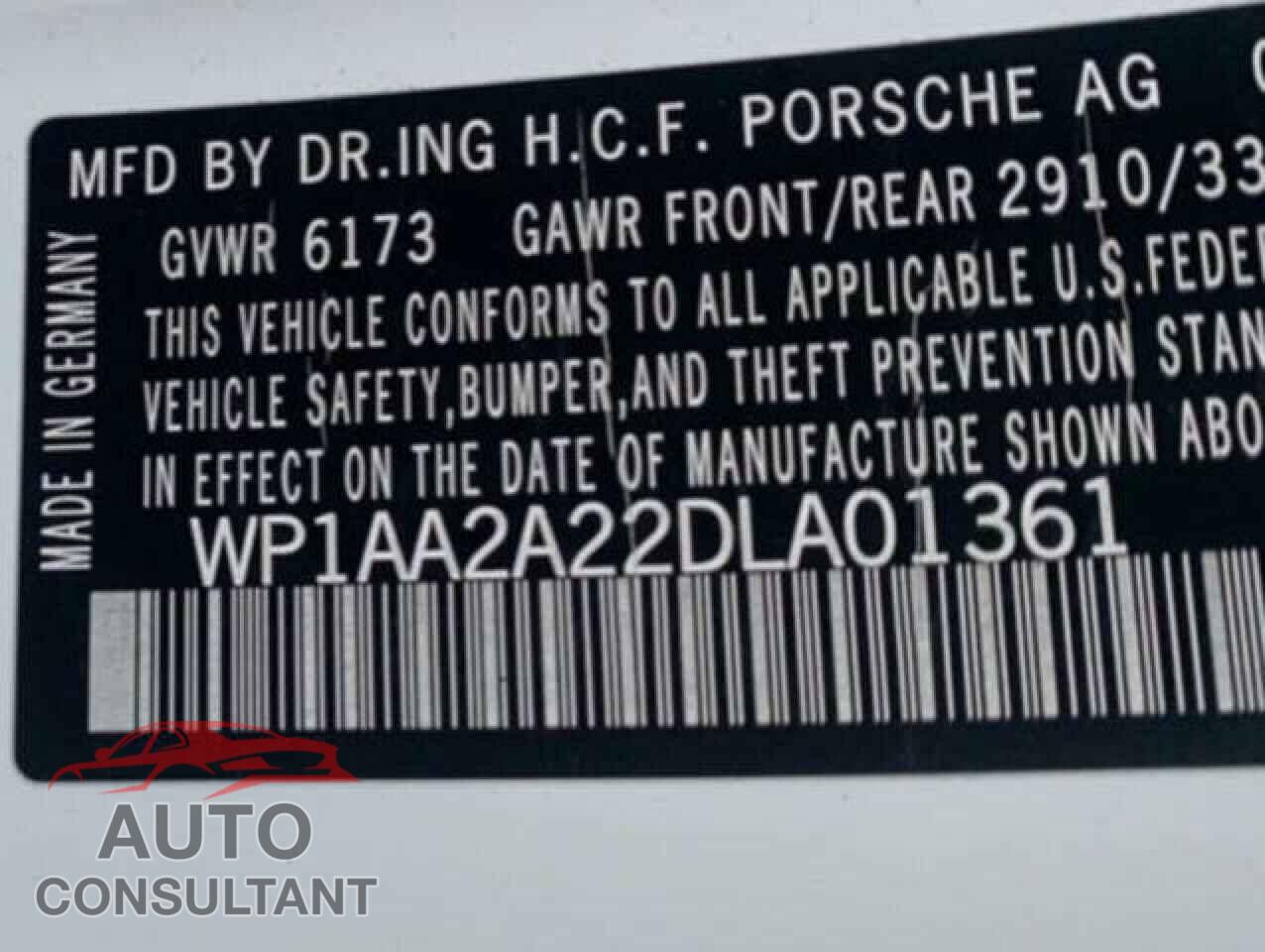 PORSCHE CAYENNE 2013 - WP1AA2A22DLA01361