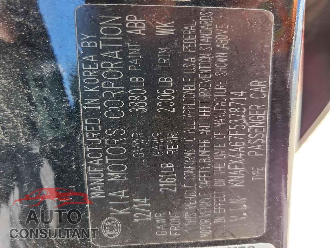 KIA FORTE 2015 - KNAFX4A67F5378714