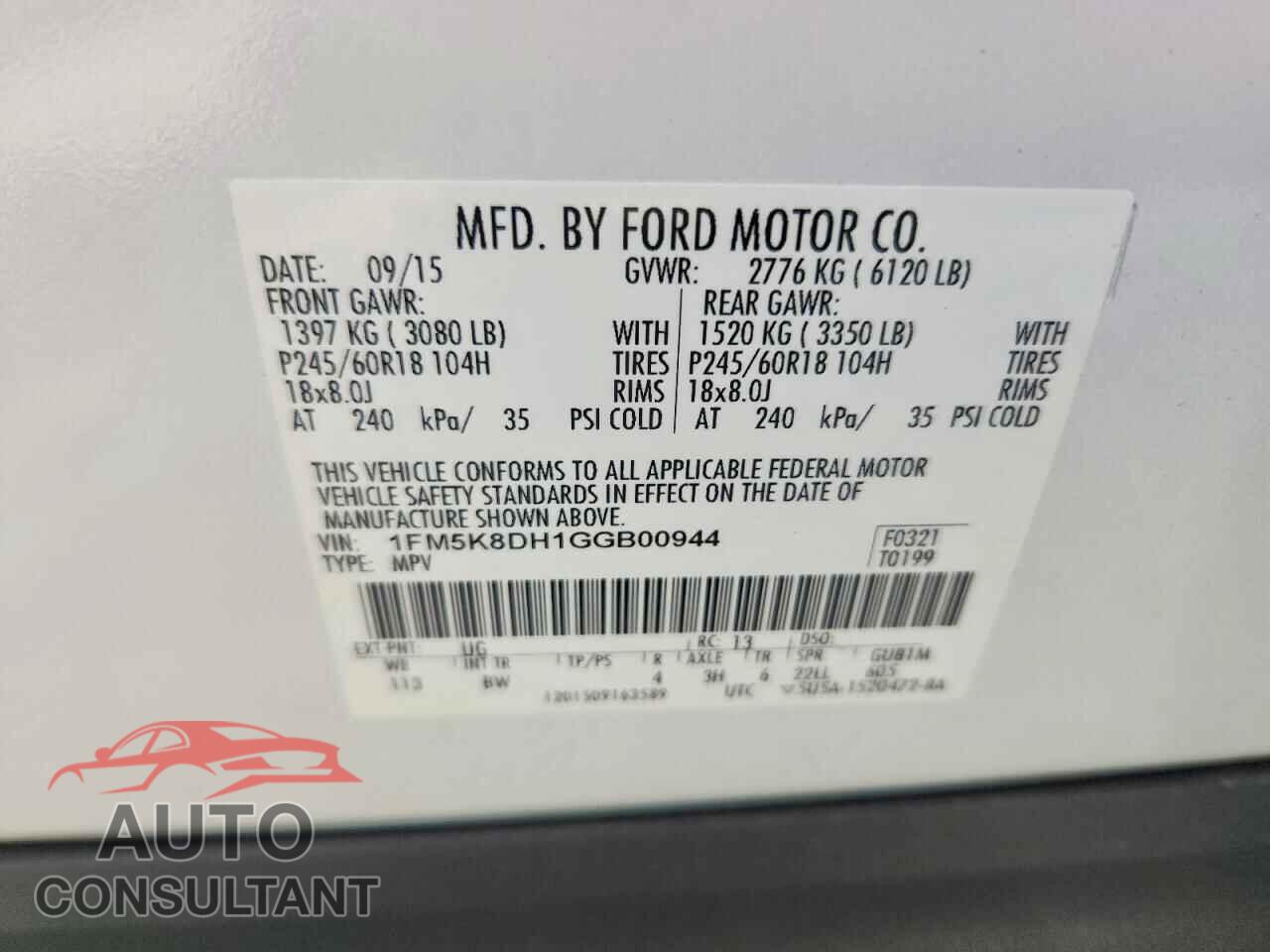 FORD EXPLORER 2016 - 1FM5K8DH1GGB00944