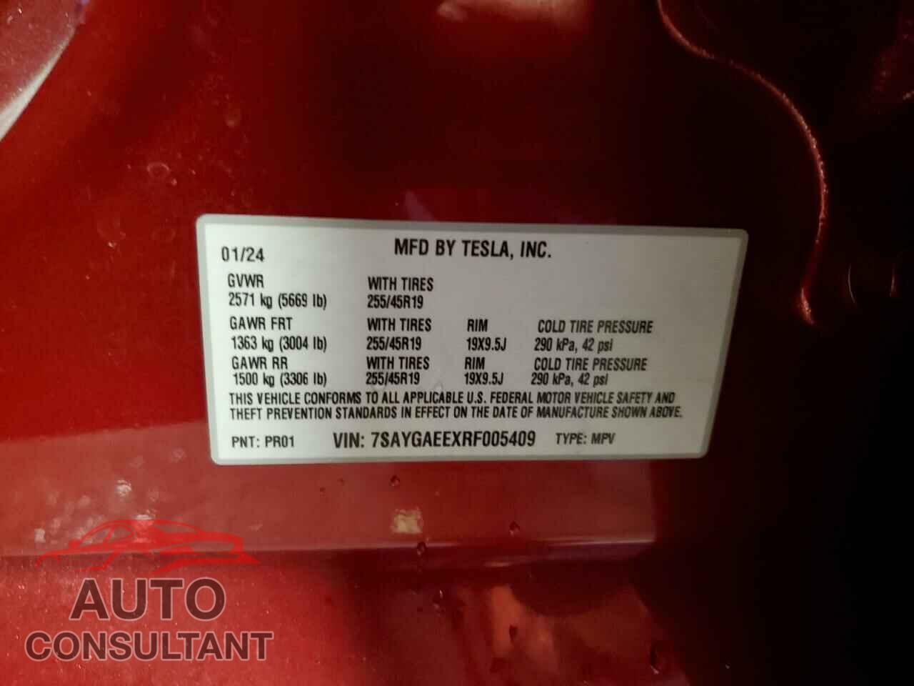TESLA MODEL Y 2024 - 7SAYGAEEXRF005409