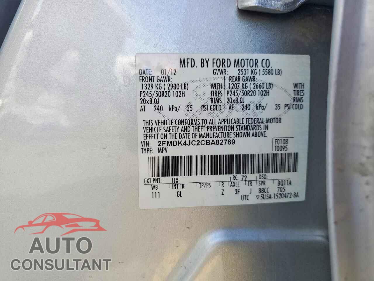 FORD EDGE 2012 - 2FMDK4JC2CBA82789