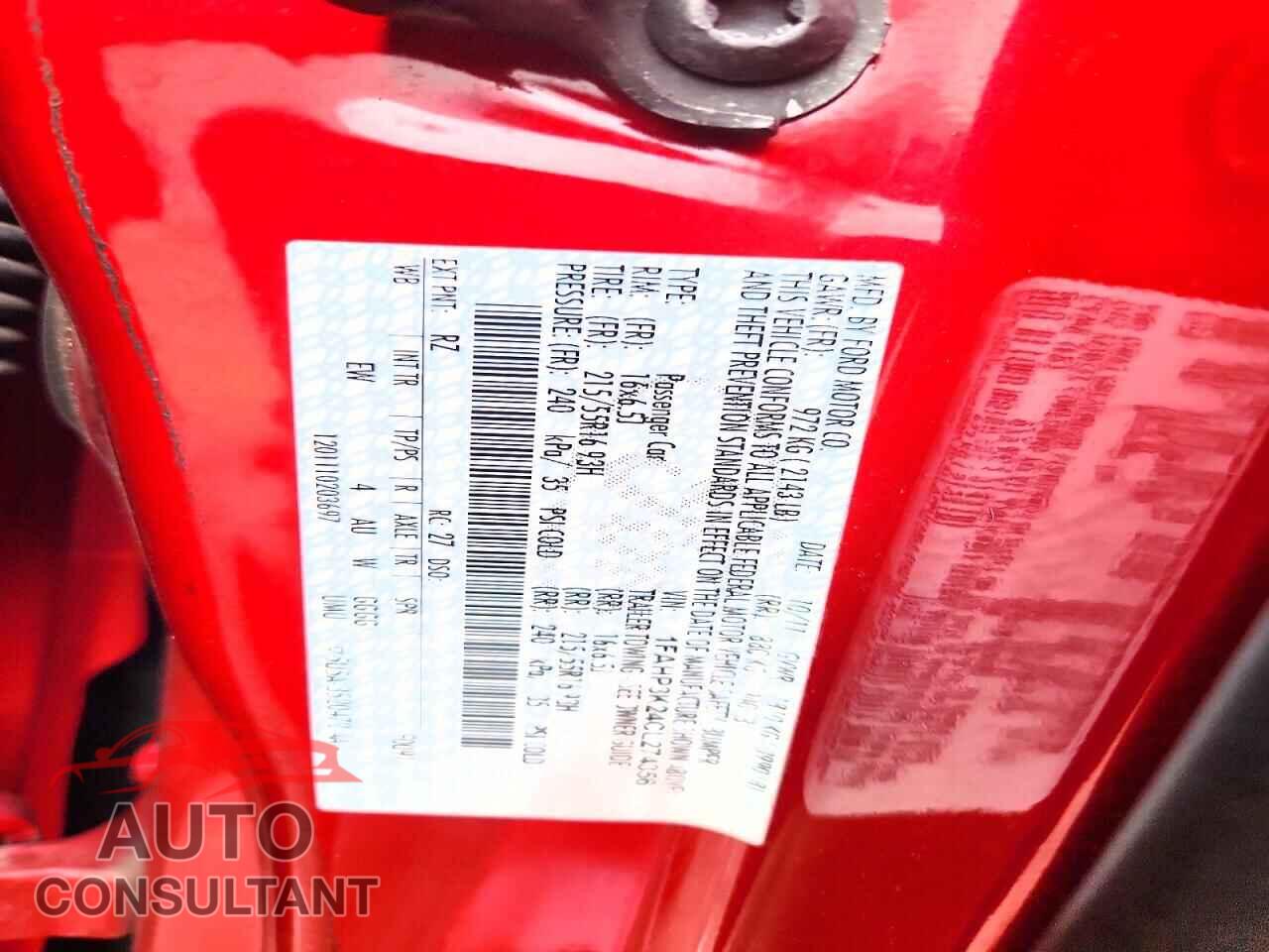 FORD FOCUS 2012 - 1FAHP3K24CL274356