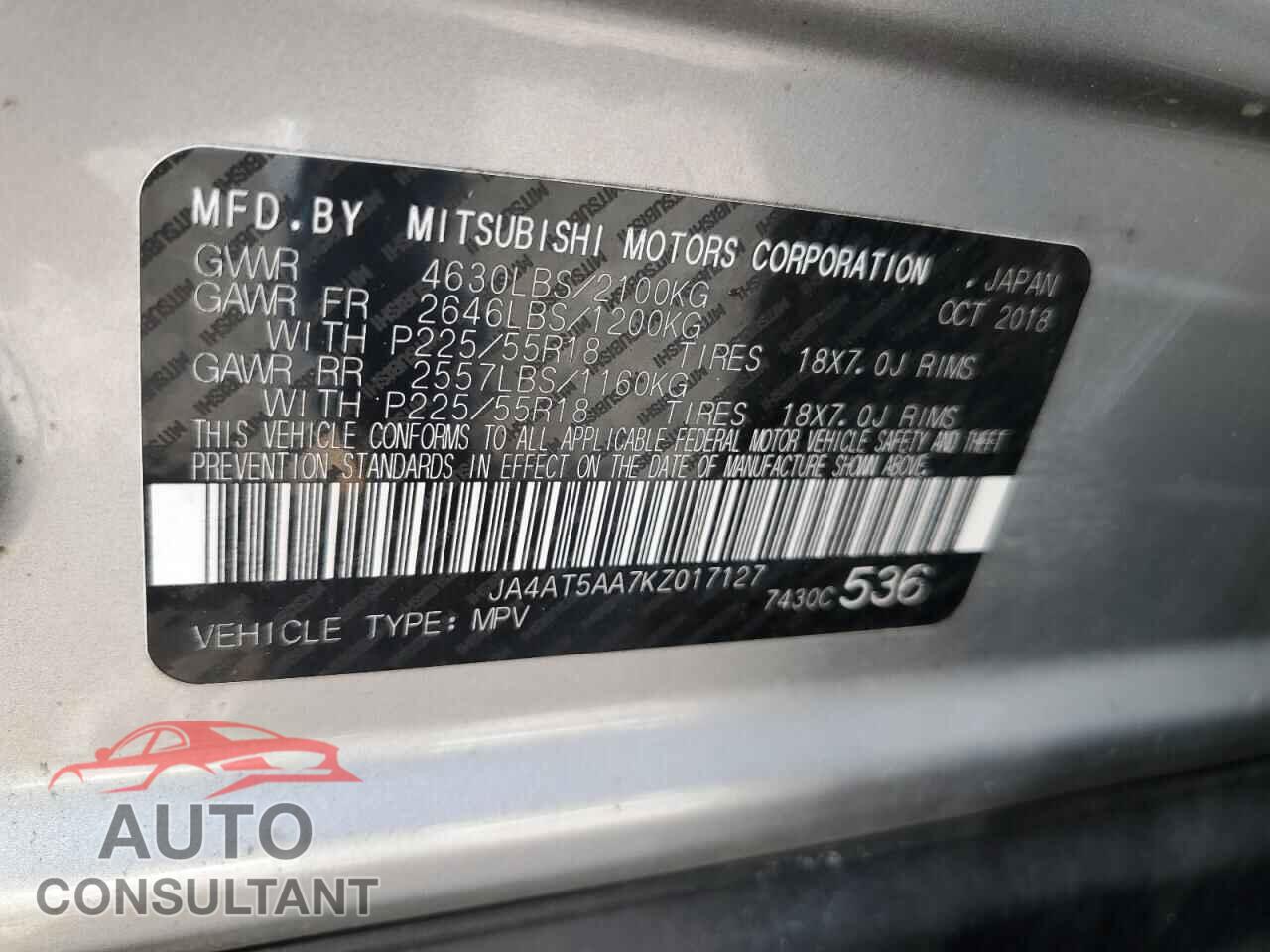 MITSUBISHI ECLIPSE 2019 - JA4AT5AA7KZ017127