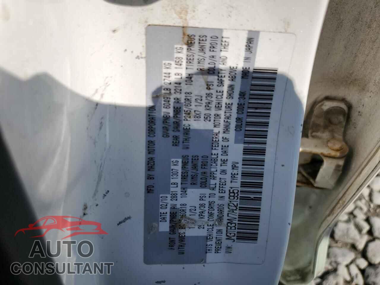 MAZDA CX-9 2010 - JM3TB3MV7A0219951