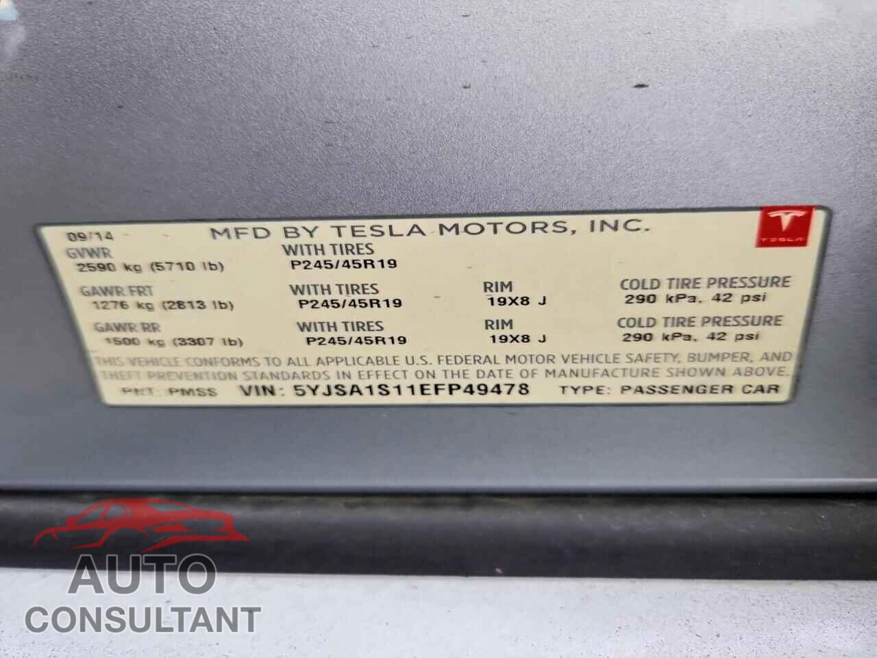 TESLA MODEL S 2014 - 5YJSA1S11EFP49478