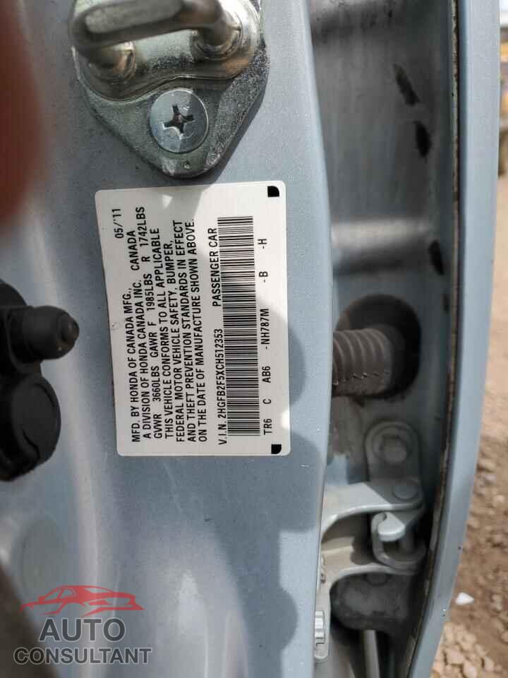 HONDA CIVIC 2012 - 2HGFB2F5XCH512353