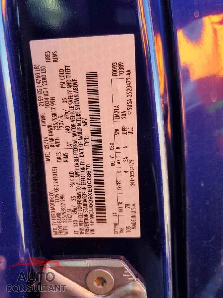 FORD ESCAPE 2014 - 1FMCU0G9XEUC68670