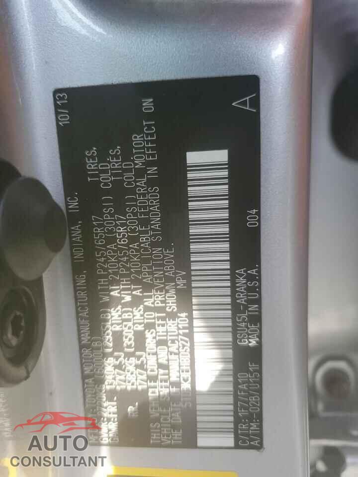 TOYOTA HIGHLANDER 2013 - 5TDBK3EH8DS271104