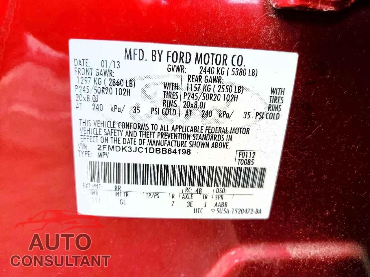 FORD EDGE 2013 - 2FMDK3JC1DBB64198