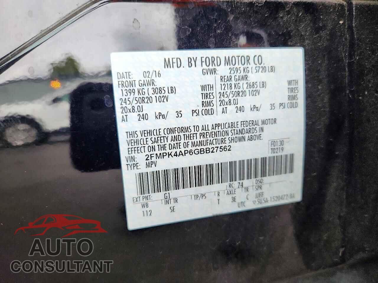 FORD EDGE 2016 - 2FMPK4AP6GBB27562