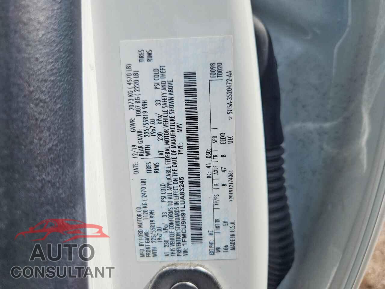 FORD ESCAPE 2020 - 1FMCU9H91LUA83245