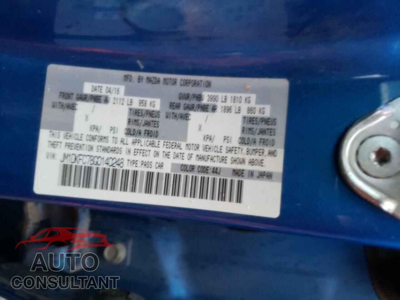 MAZDA CX-3 2016 - JM1DKFC78G0140248