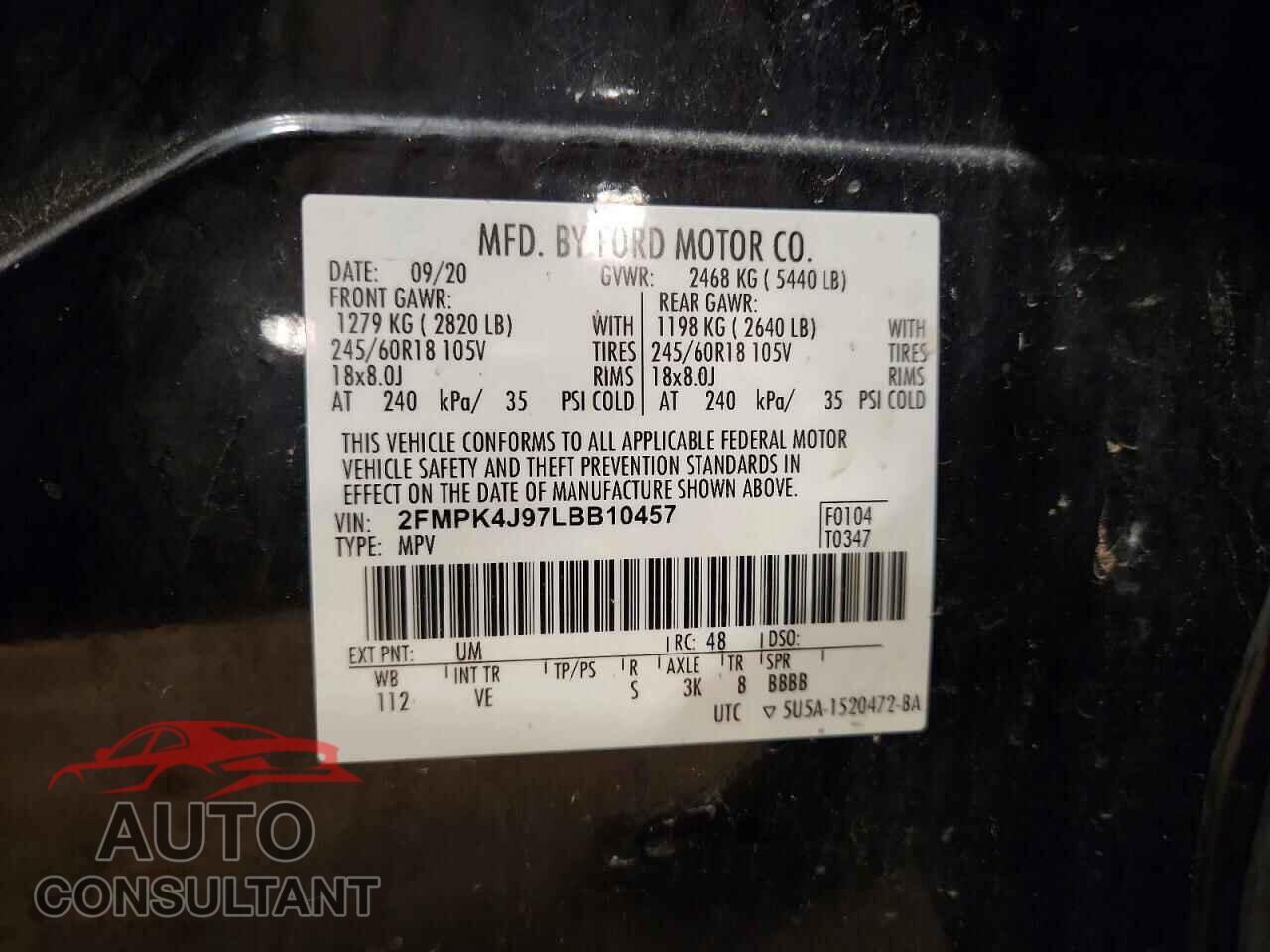 FORD EDGE 2020 - 2FMPK4J97LBB10457