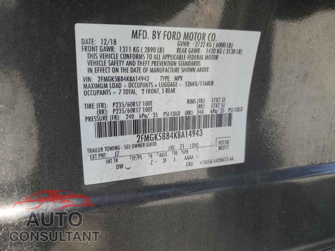 FORD FLEX 2019 - 2FMGK5B84KBA14943