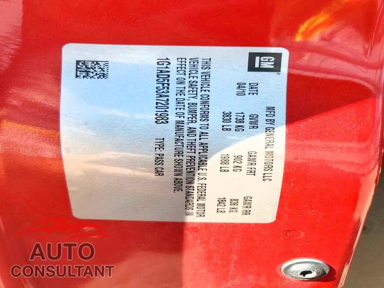 CHEVROLET COBALT 2010 - 1G1AD5F53A7201983