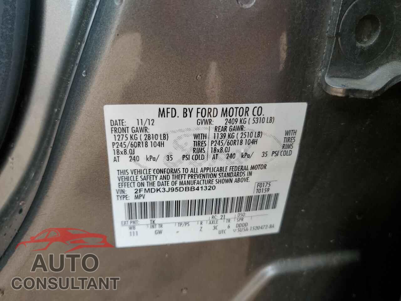 FORD EDGE 2013 - 2FMDK3J95DBB41320