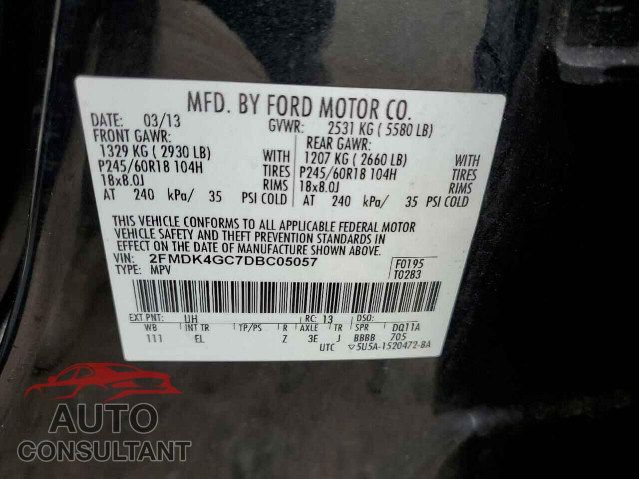 FORD EDGE 2013 - 2FMDK4GC7DBC05057