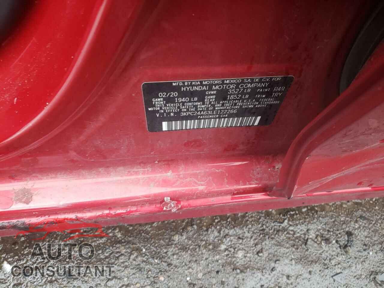 HYUNDAI ACCENT 2020 - 3KPC24A63LE122266