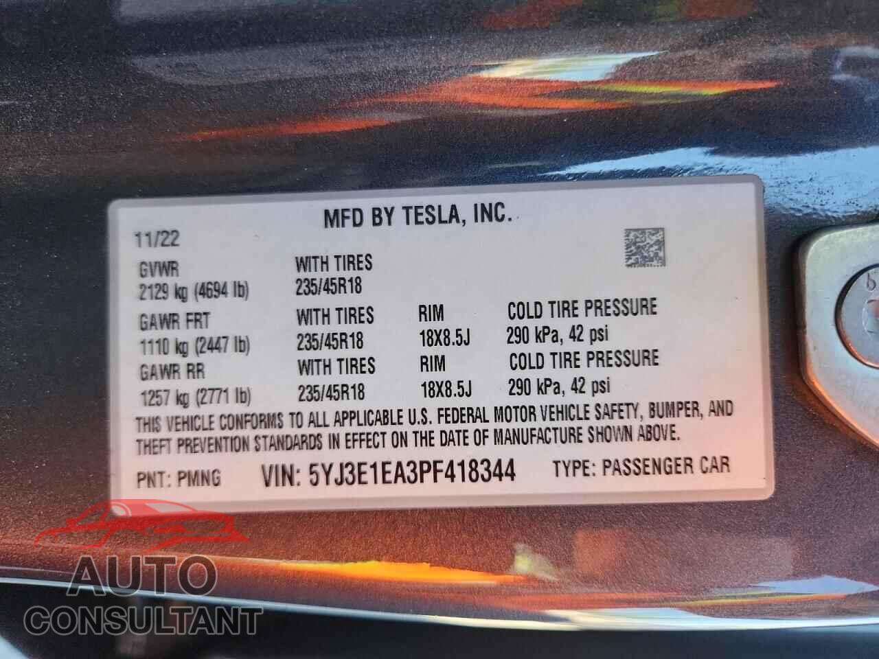 TESLA MODEL 3 2023 - 5YJ3E1EA3PF418344