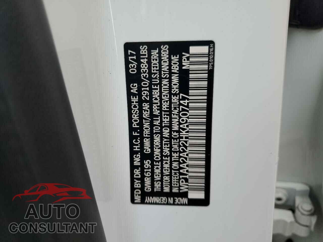 PORSCHE CAYENNE 2017 - WP1AA2A22HKA90747