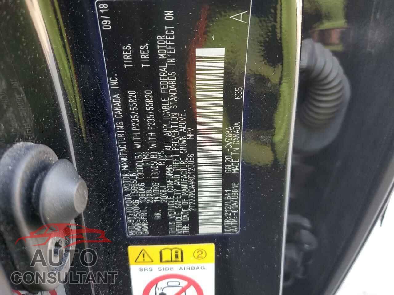 LEXUS RX350 2019 - 2T2ZZMCA4KC120056